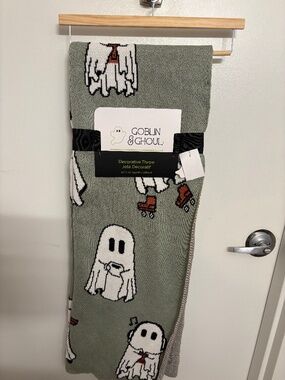 VIRAL Goblin & Ghoul Ghost Decorative Throw - Sage Green skates, coffee, music